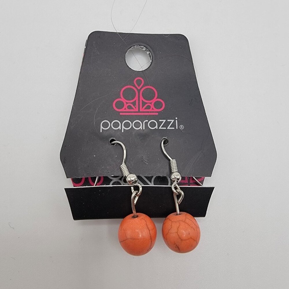 Paparazzi‎ Earrings Orange Ball Dangle NEW